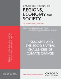 Titelblatt des Cambridge Journal of Regions, Economy and Society, mit dem Artikel 'Riskscapes and the Socio-Spatial Challenges of Climate Change'